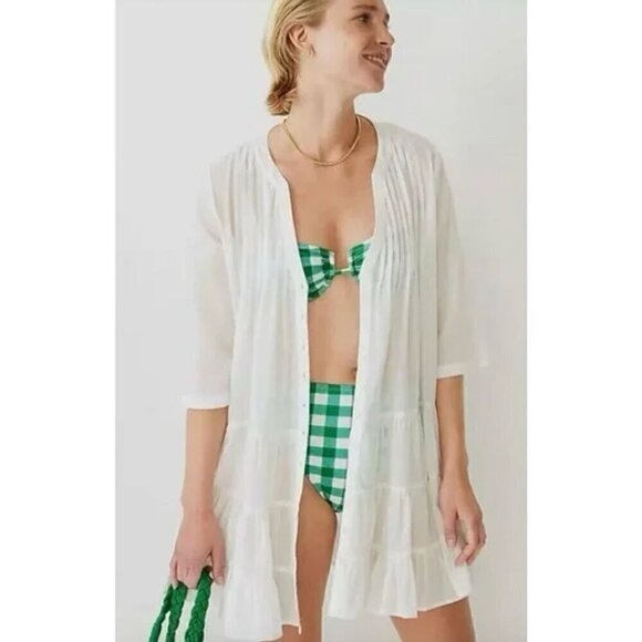 J. Crew Other - J Crew Button-front tiered cover-up dress in cotton voile in white‎